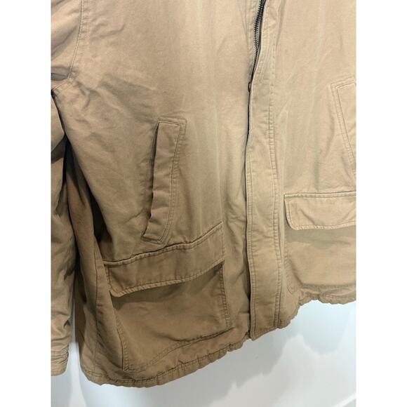 Sonoma Chore Coat Men XXL Tan Brown Corduroy Collar Flannel Lined Full Zip - Picture 6 of 10